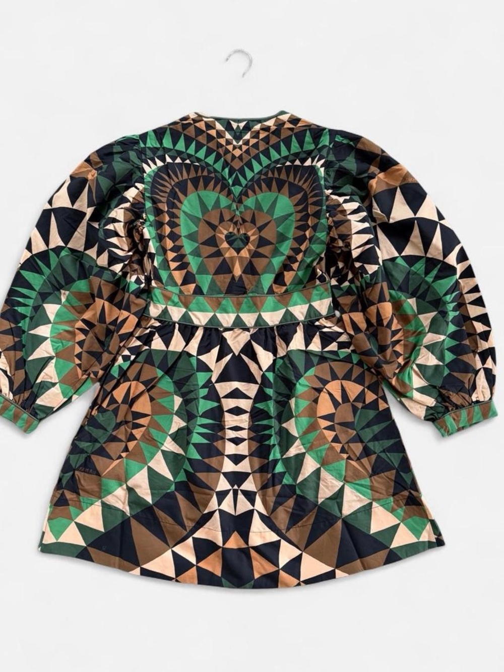 NWT FARM RIO Green Heart Deco Puff Sleeve Mini Dress - Picture 5 of 11